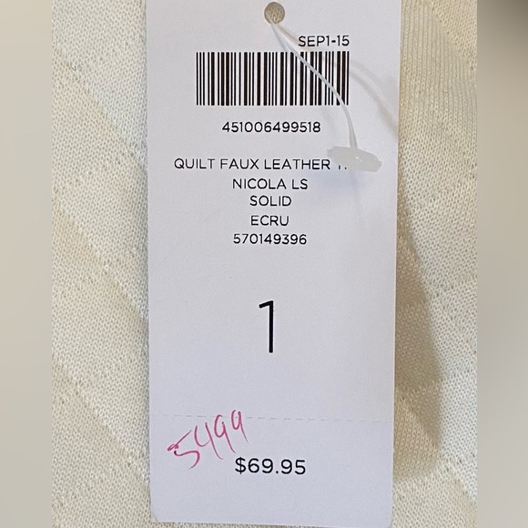 Chico’s - NWT -Ivory - Full zip up shirt - quilted faux leather Chicos size 1 - - Picture 12 of 13